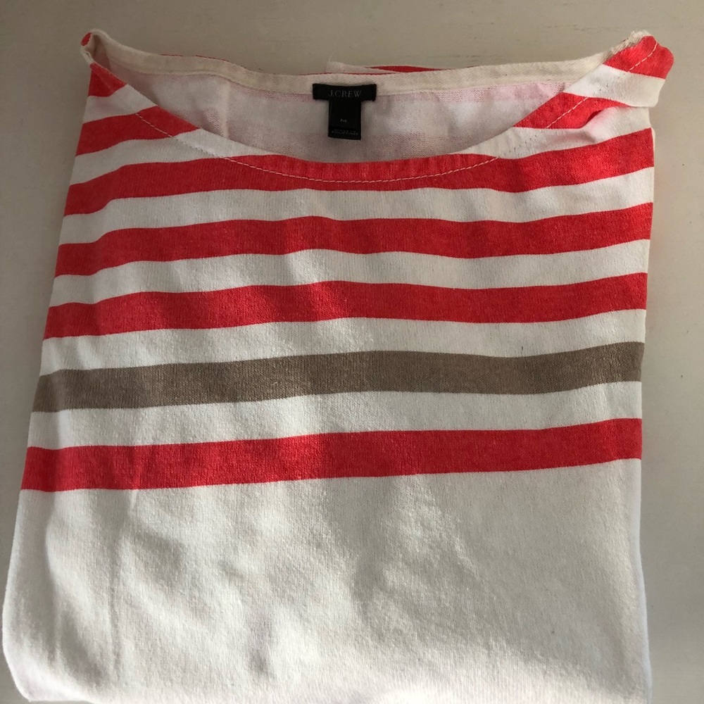 J. Crew Sailor Tee Engineered Stripe- pink w tan